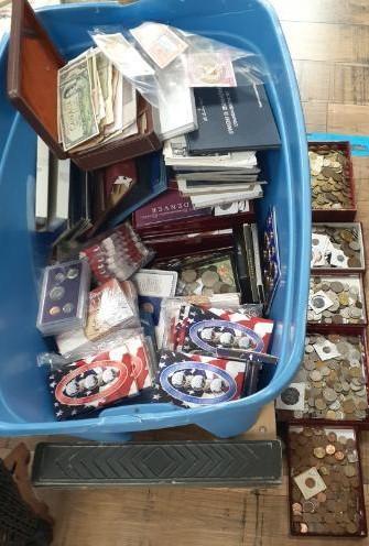 U. S. and foreign Coin, Paper money, Proof sets and much more - Large Bin