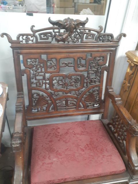 Antique Hand Carved Chinese Chair - amazing detail