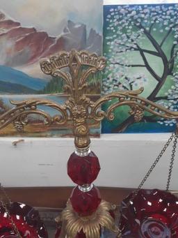 Vintage Ruby Glass and Marble Scale 23 inches