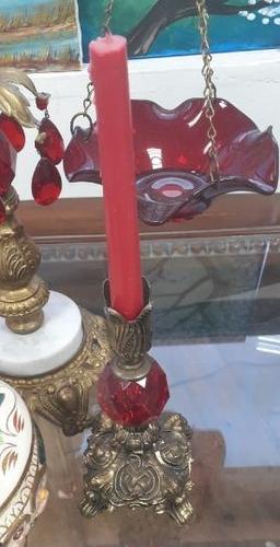 Vintage Ruby Glass and Marble Scale 23 inches