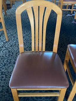 Blonde Decorative Wood Framed Chair with Vinyl Cushion