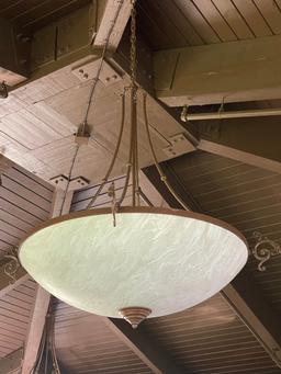 Large Hanging Frosted Glass and Metal Chandeliers