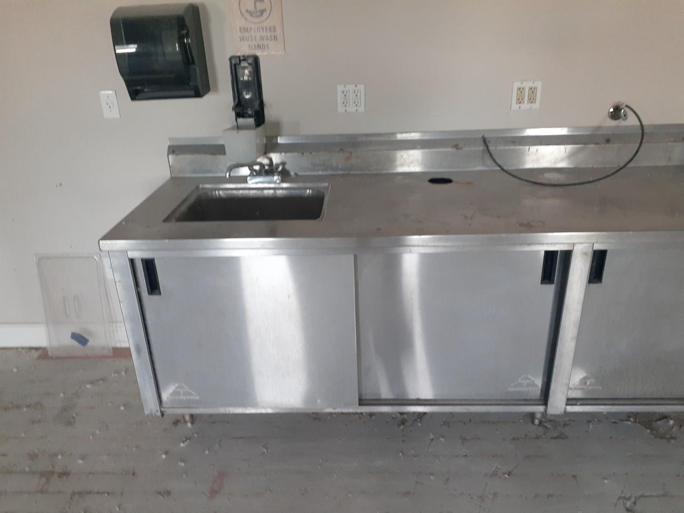 Approx. 10 Ft Stainless Steel Waitress Station w Ice bin, water spout