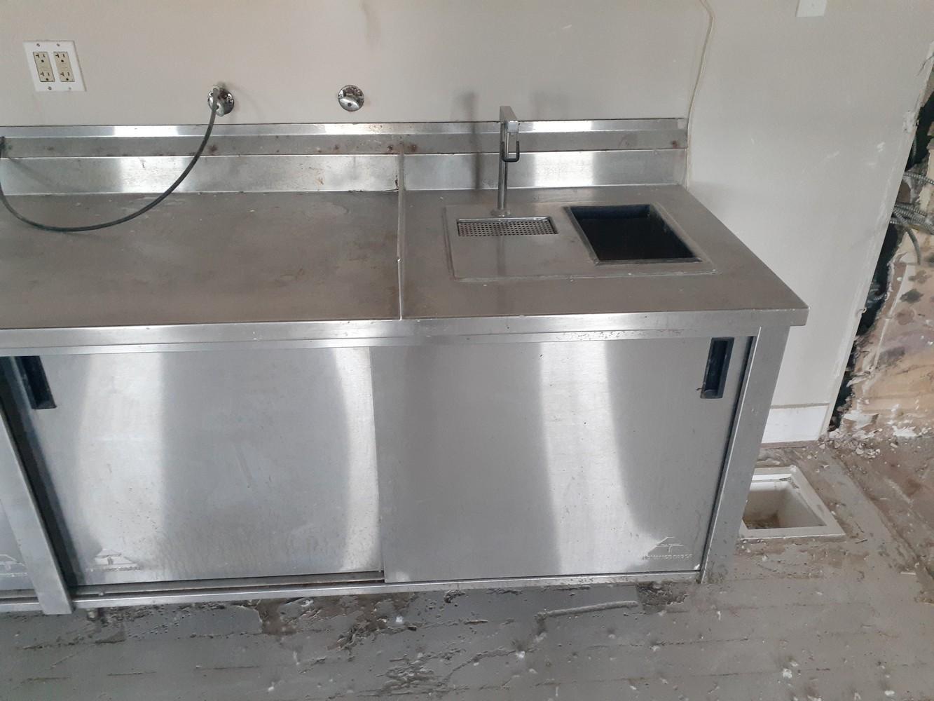 Approx. 10 Ft Stainless Steel Waitress Station w Ice bin, water spout