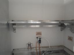 48 inch Stainless Steel wall mount overshelf with pot rack