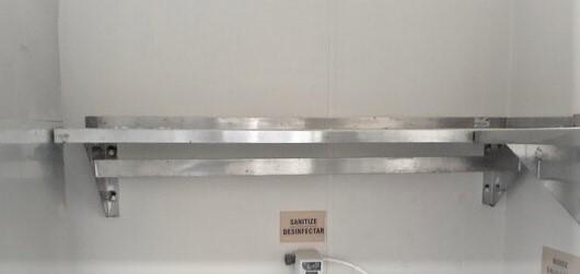 48 inch Stainless Steel wall mount overshelf with pot rack