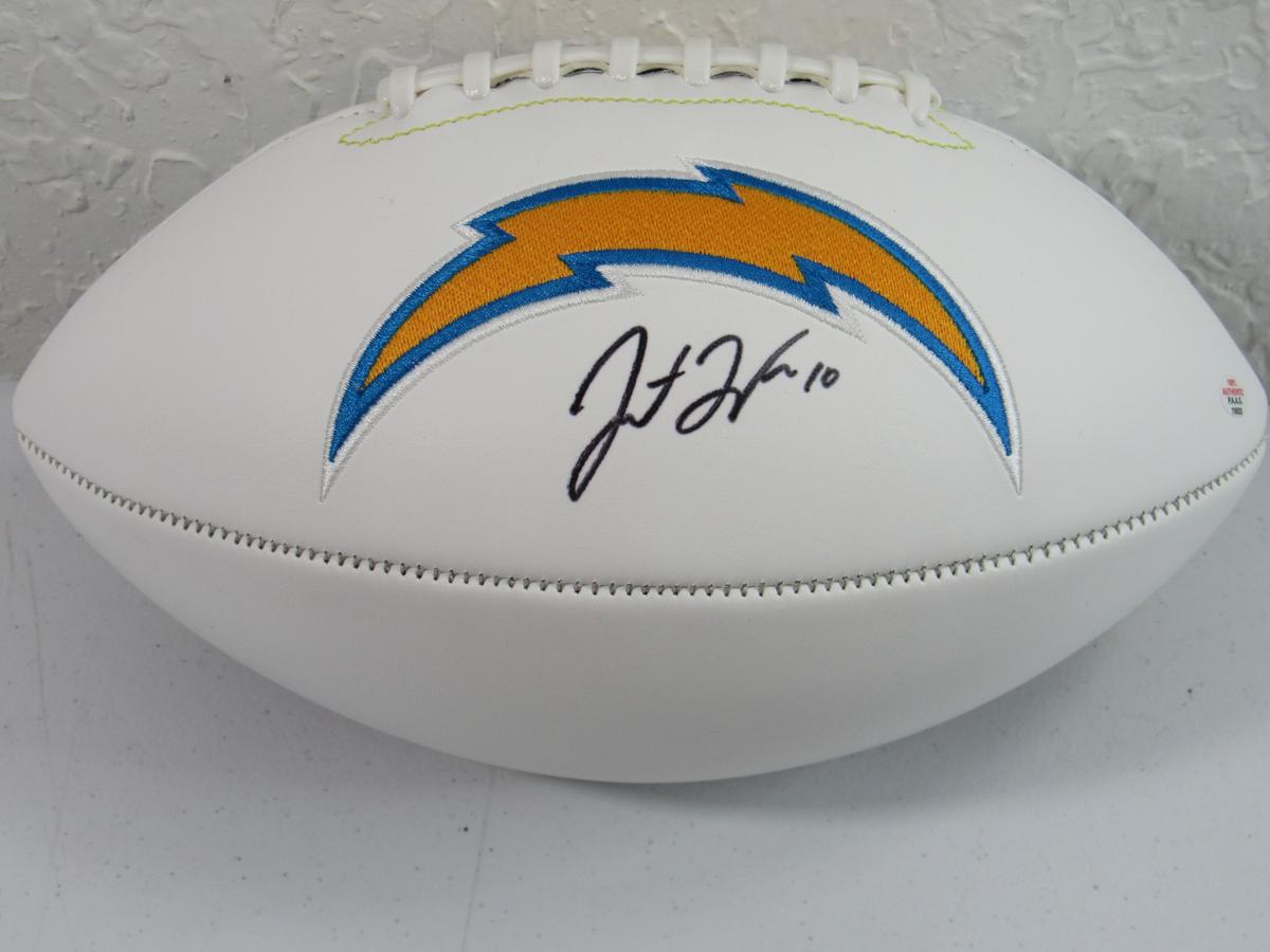Justin Herbert of the LA Chargers signed autographed logo football PAAS COA 623