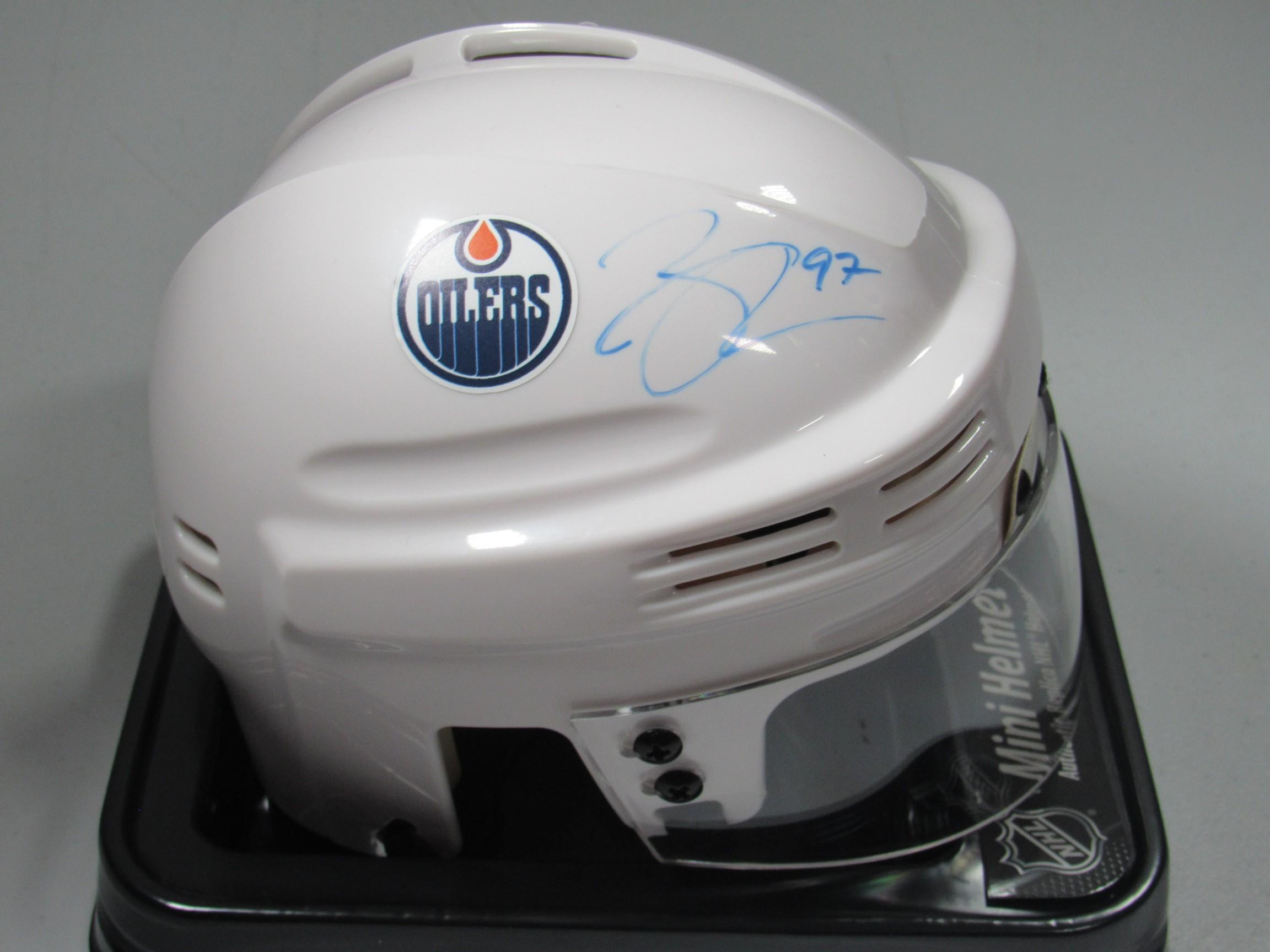 Connor McDavid of the Edmonton Oilers signed autographed mini hockey helmet PAAS COA 916