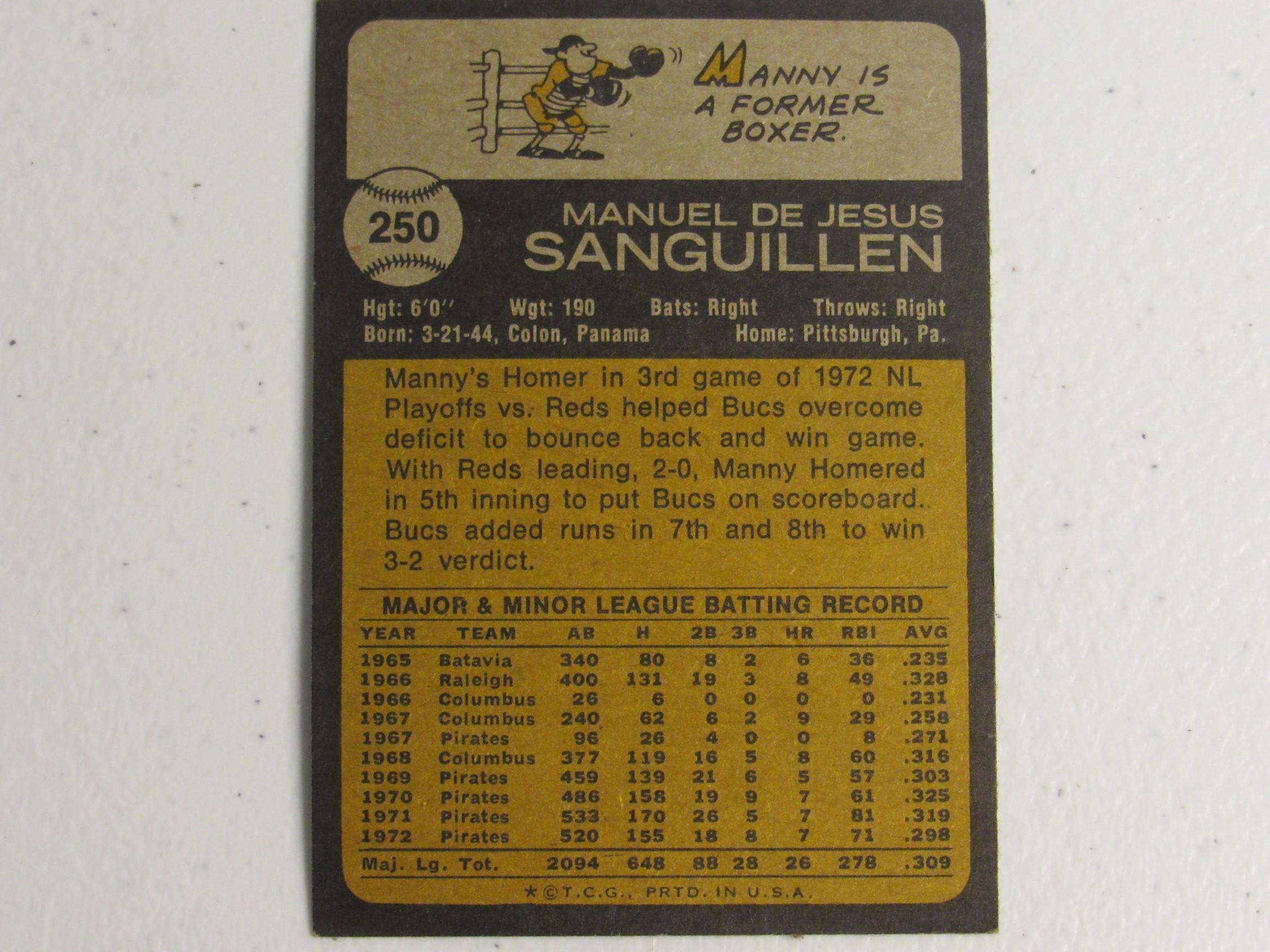 Manny Sanguillen Pirates 1973 Topps #250