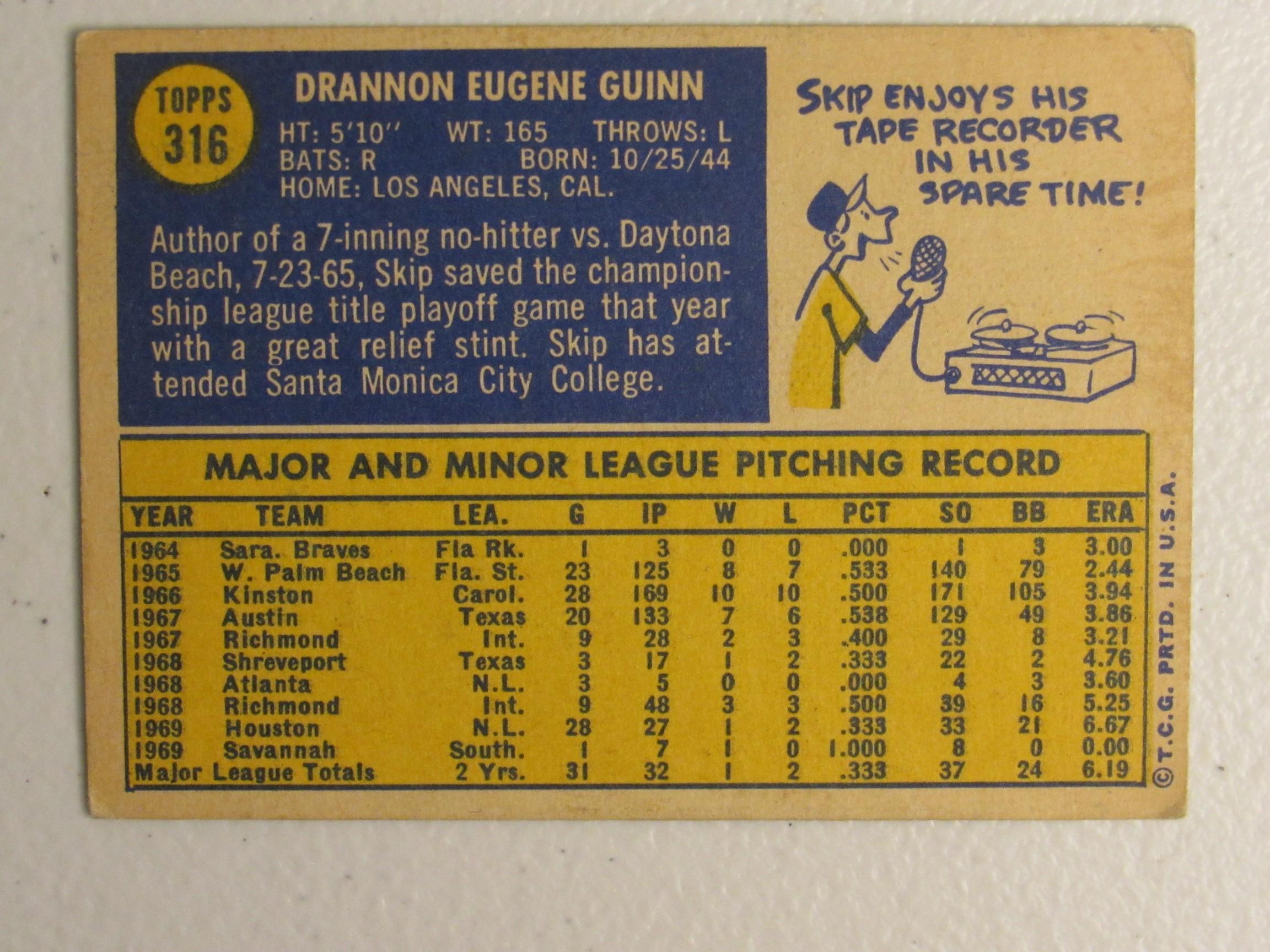 Skip Guinn Astros 1970 Topps Rookie #316