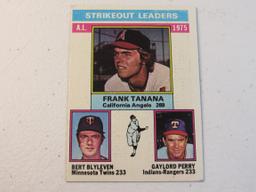 Frank Tanana Bert Blyleven Gaylord Perry 1976 Topps 1975 AL SO Leaders #204