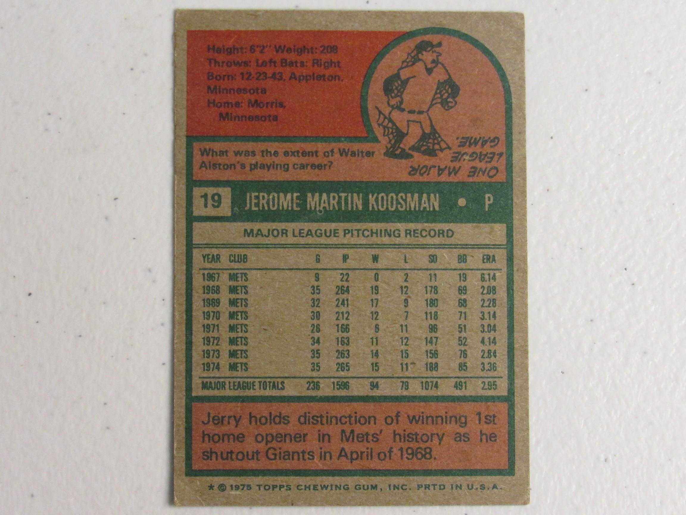 Jerry Koosman NY Mets 1975 Topps #19