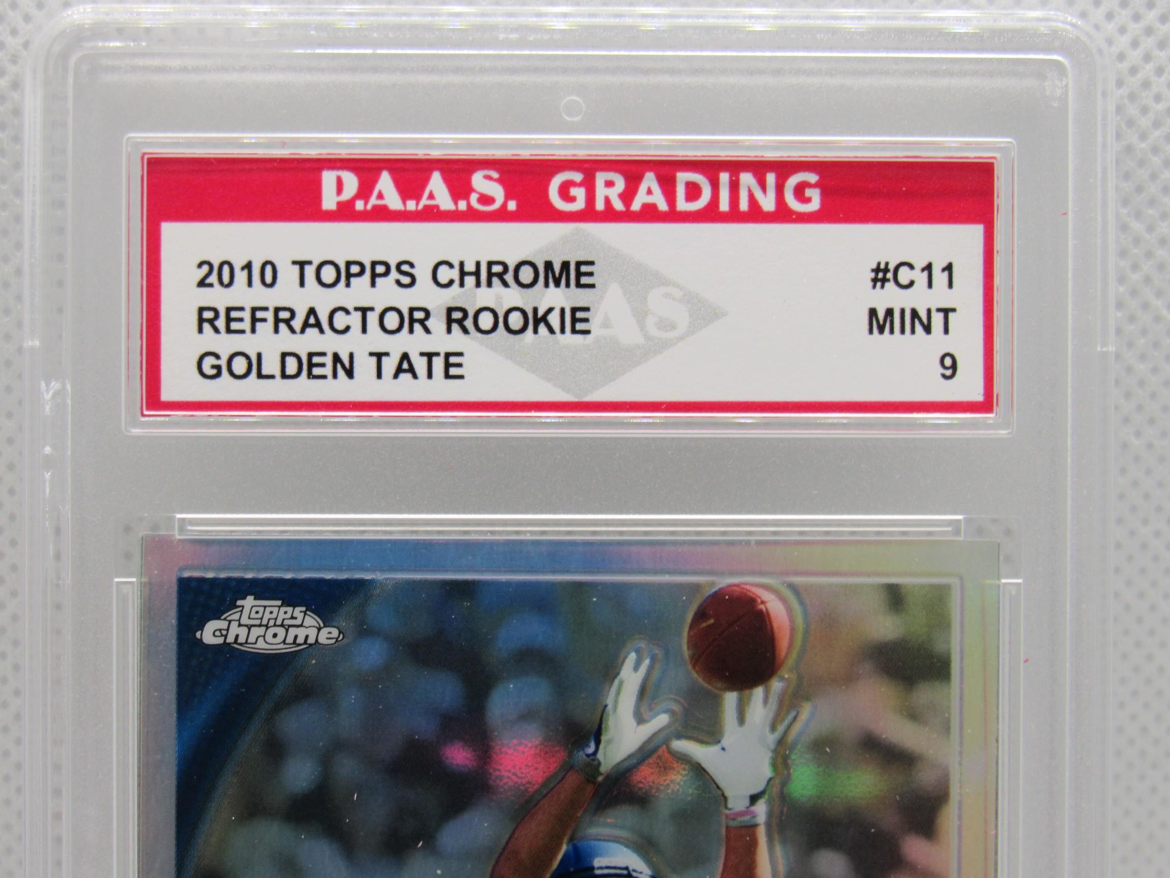 Golden Tate Seahawks 2010 Topps Chrome Refractor Rookie #C11 graded PAAS Mint 9
