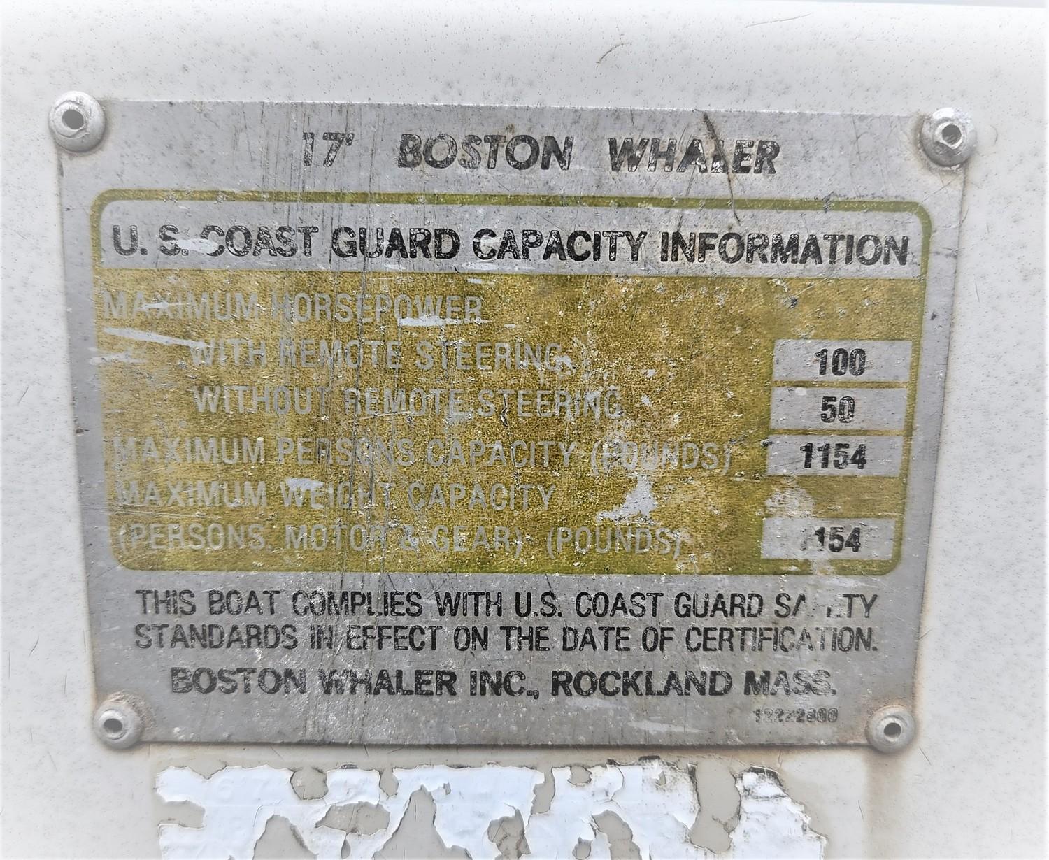 BOSTON WHALER 17' Montauk Boat Read Description w/ Trailer