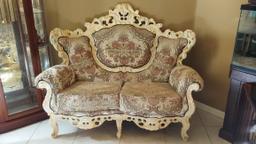 58" Heavily Carved Loveseat With Cushions