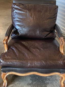 Kreiss Hard Wood Framed Oversized Occasional Chairs with Crocodile Embossed Upholstery