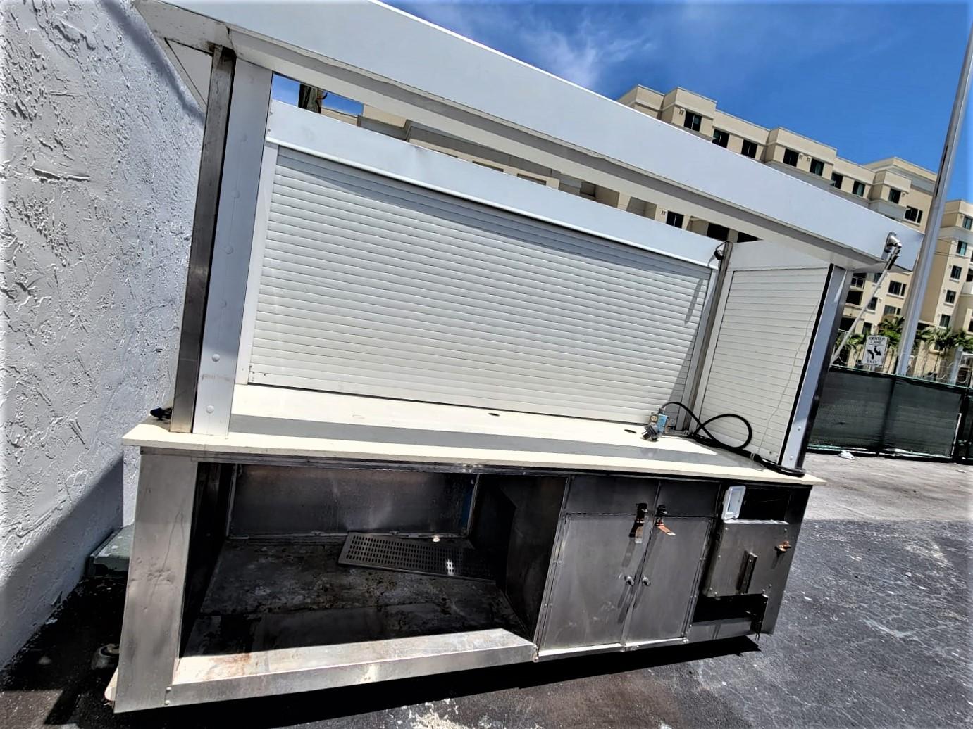 Mobile Food Concession Stand Mall Kiosk w/ Roof has Wheels