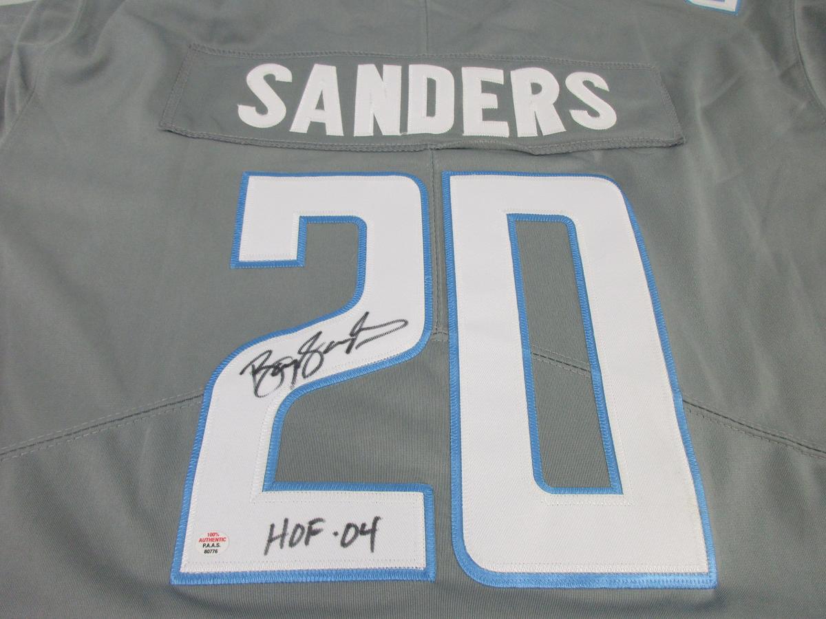 Barry Sanders of the Detroit Lions signed autographed football jersey PAAS COA 776