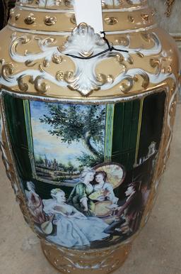 48 in. Ceramic Vase with Victorian Scenes