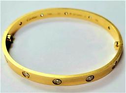 Designer CARTIER 18k Yellow Gold 10 Diamond Love Bracelet