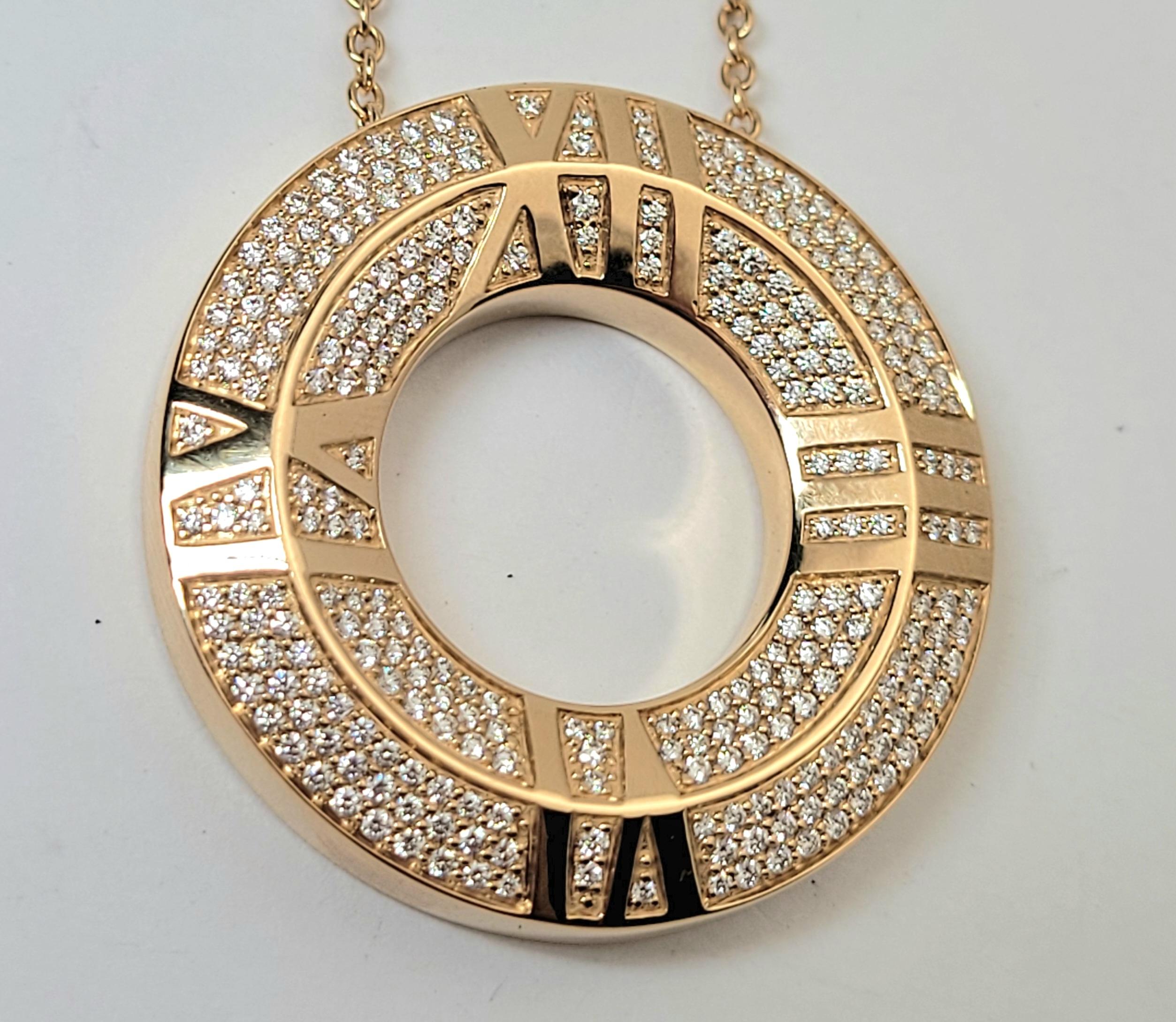 18" Tiffany & Co. 18k Diamonds Atlas X Closed Circle Pendant  Ret $12,499