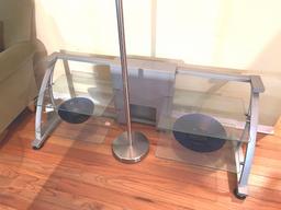 Curved Stand with (2) Glass Shelfs, 48"