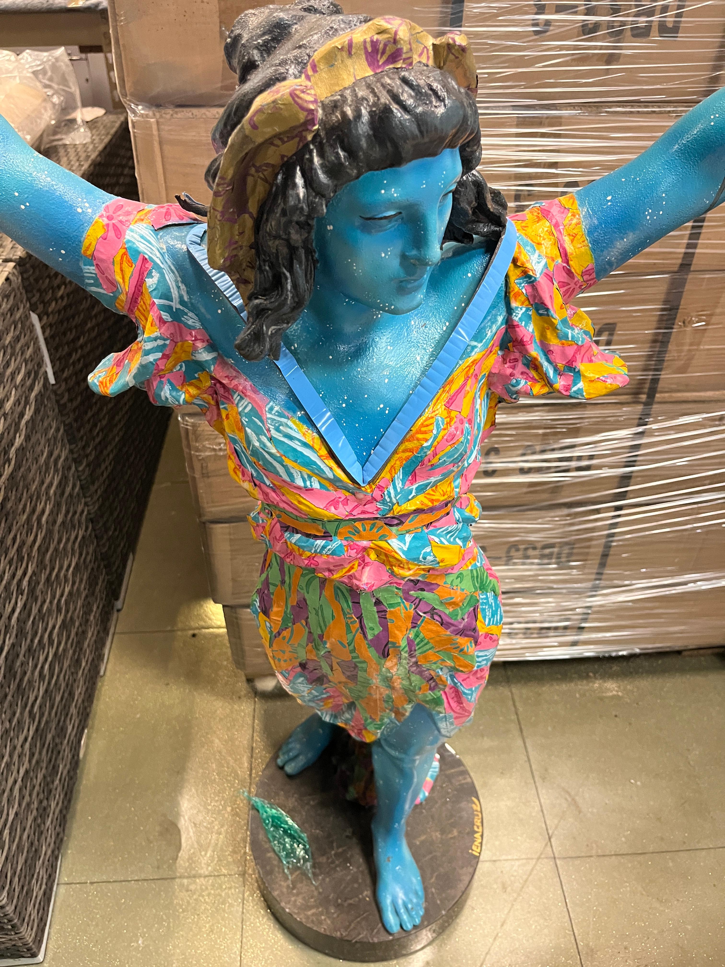 Colorful Lady Statue 48" by 32" Wide / Outdoor Decor / Statue