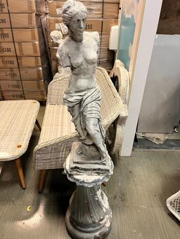 58" Tall by 12" by 12" Outdoor Stone Statue / Large Heavy Stone Decor