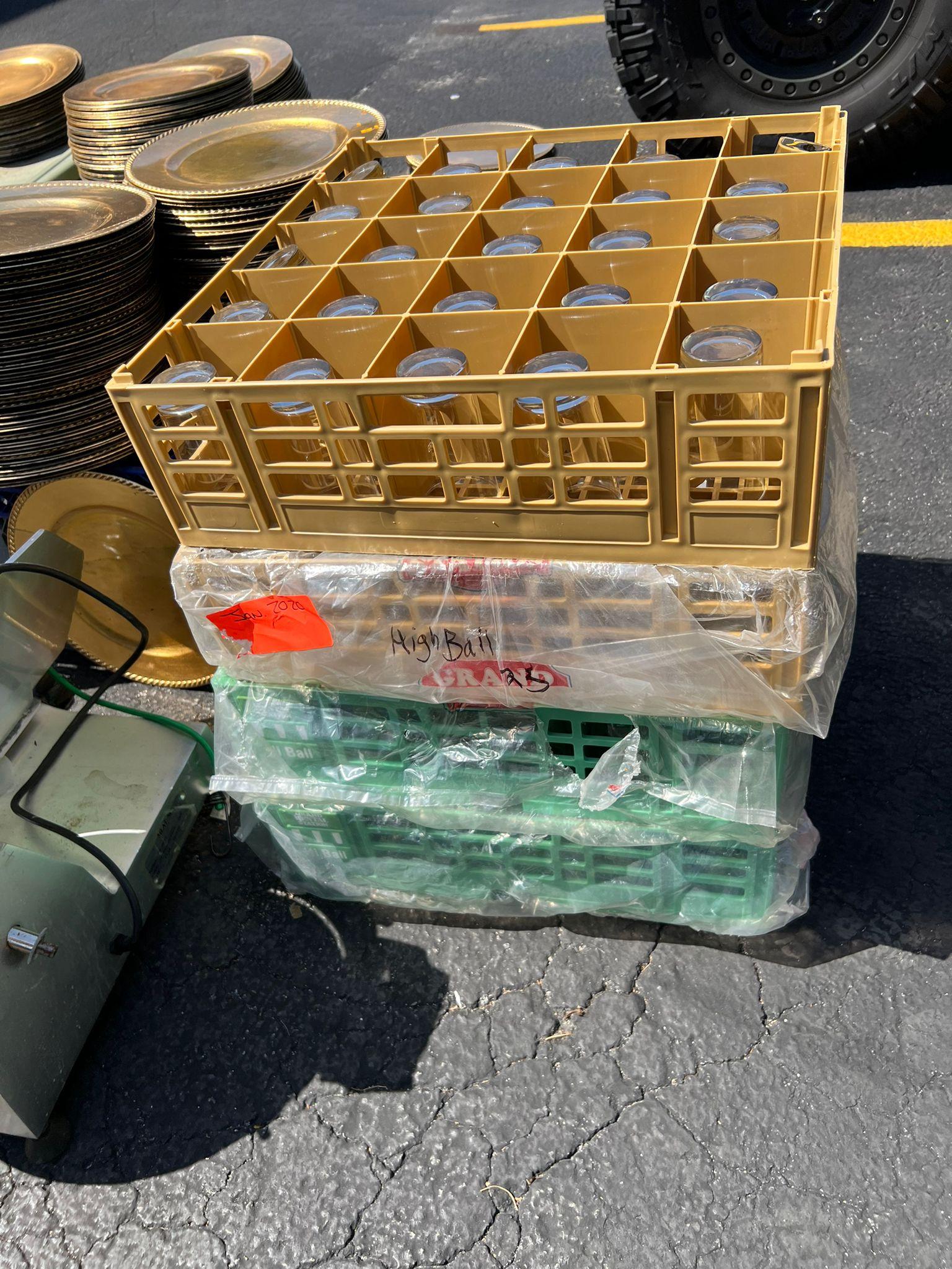 Assorted Glassware Lot with Racks