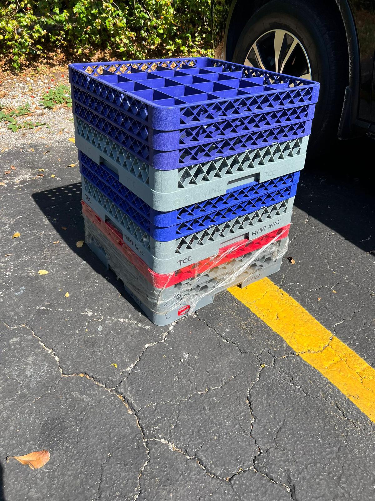 Assorted Glassware Lot with Racks