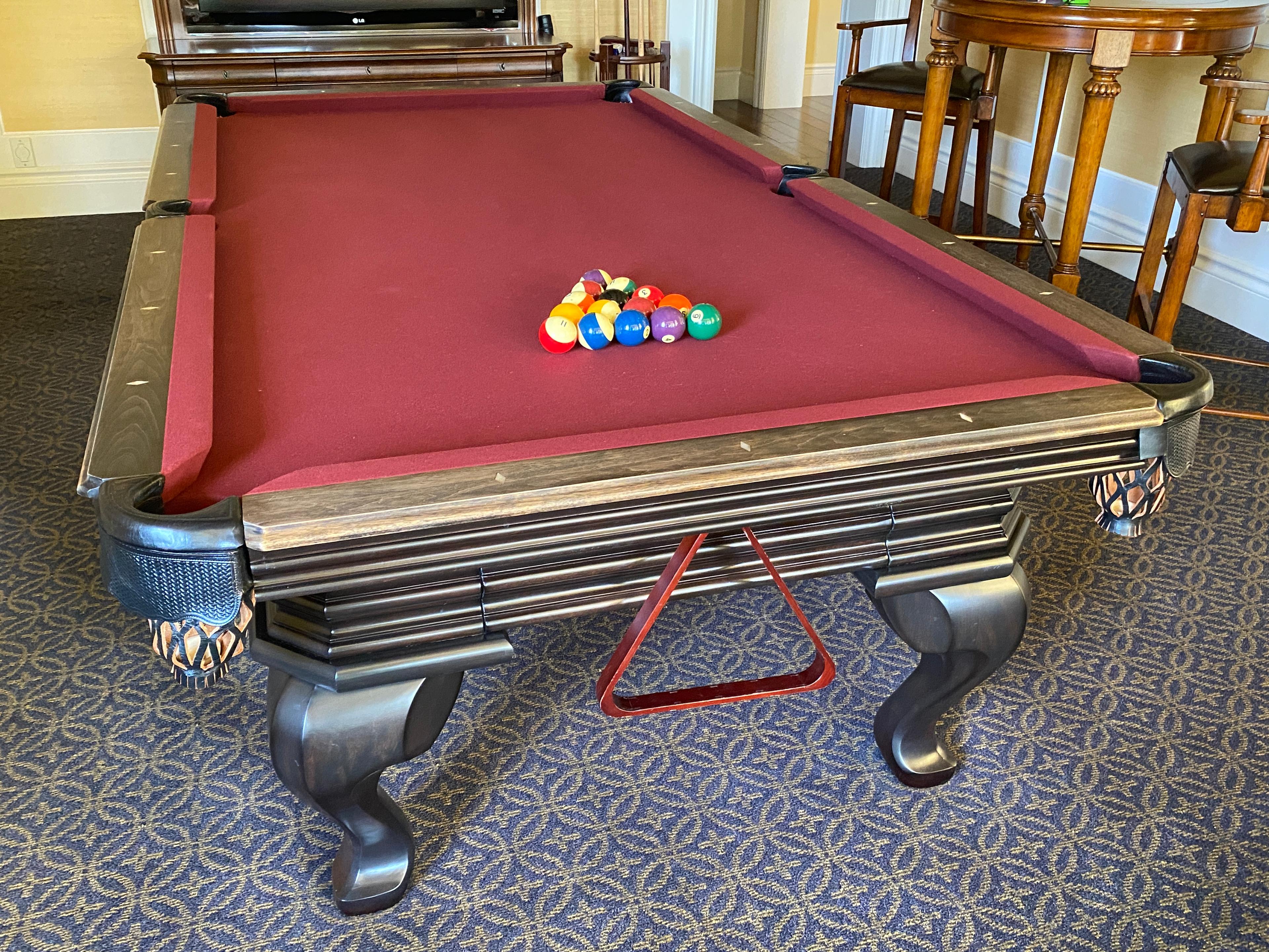 Vitalism Leather Pocket Felted Pool Table With Balls Key Rack And Cues