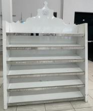 55" Lacquered Wood and Chrome Six Tier Double Sided Retail Display Unit