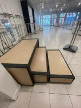63", 55" and 53" Nested Metal and Wood Retail Display Tables