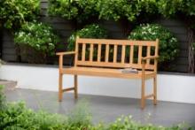 BRAND NEW  OUTDOOR 100% FSC SOLID TEAK FINISH WOOD 2-SEATER BENCH 45"