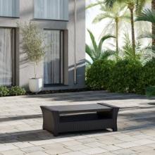 BRAND NEW OUTDOOR 41" x 23" SYNTHETIC WICKER & ALUMINUM FRAMING BLACK COFFEE TABLE