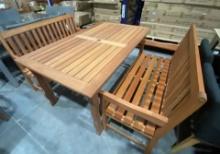 59” x 36” Hardwood 540 Eucalyptus Dining Table with (2) 48” Hardwood Benches