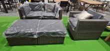 (5) Person Outdoor Wicker Seating Set (Bellagio Grey) with Matching Ottomans