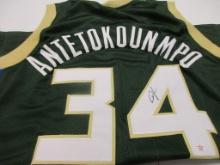 Giannis Antetokounmpo of the Milwaukee Bucks signed auto basketball jersey PAAS COA 062