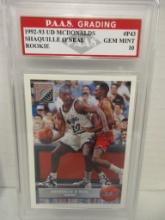 Shaquille O'Neal Magic 1992-93 Upper Deck McDonalds ROOKIE #P43 graded PAAS Gem Mint 10