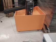 Orange Display box with casters