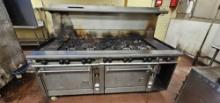 Wolf 7' Gas Powered (10) Burner Double Convection Oven Range with 12" Griddles on Each End and Overs