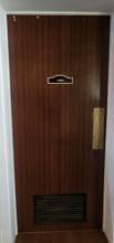 36" x 84" Ladies Room Louvered Solid Wood Door with Hardware