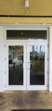 72" x 80" Exterior Metal Double Impact Glass Door with All Hardware and 72" Top Impact Glass Panel