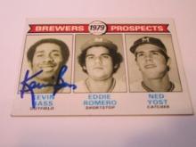 Kevin Bass Milwaukee Brewers 1979 Topps ROOKIE AUTOGRAPH #708