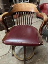 High Back reversed ladderback, wood and leather bar Stools three times