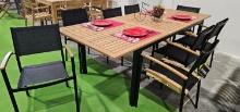 Ibis 71" x 39" Dining Table with Leaf and (8) Vera Arm Chairs - Expands to 95"