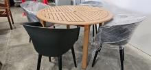 Olbury 47"R Outdoor Dining Table with (4) Chamonix Black Bucket Chairs with Black Aluminum Legs