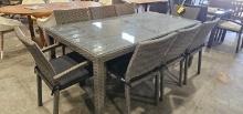 Liberty 200 39" x 79" Glass Top Dining Table with (6) Matching Liberty Armless and (2) Captain Chair