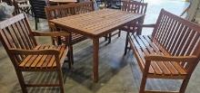 451 36" x 60" Outdoor Dining Table with (2) 364 Arm Chairs and (2) 363 4' Benches