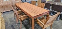 Atalaya 34" x 83" Outdoor Dining Table with (6) Catalina Par Arm Chairs